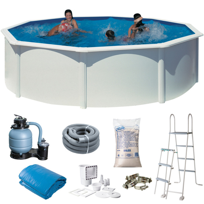 Gre poolpakke Ø460 cm 17450 liter hvid - Swim & Fun
